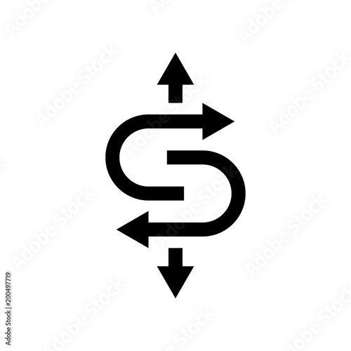 Logotipo flechas en rotacion y flechas arriba y abajo en color negro