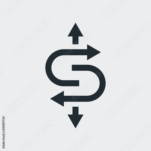 Logotipo flechas en rotacion y flechas arriba y abajo en fondo gris
