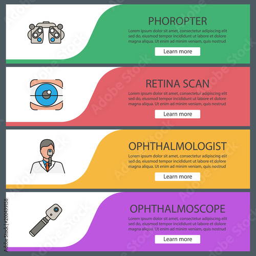 Ophthalmology web banner templates set
