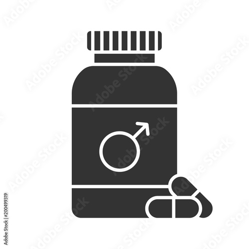 Male pills bottle glyph icon