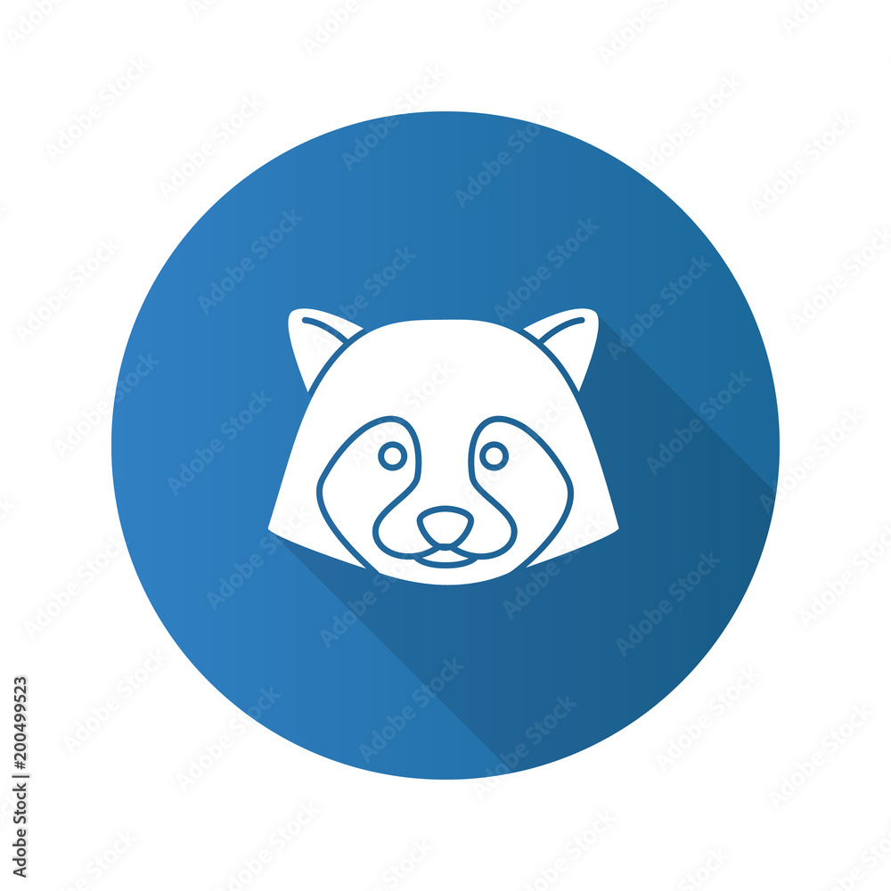 Raccoon flat design long shadow glyph icon
