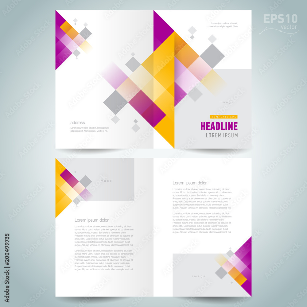 Brochure design template vector booklet cover abstract squares