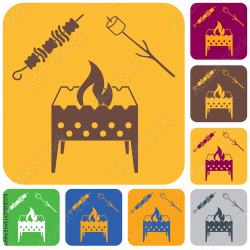 Brazier, zephyr and kebab icon