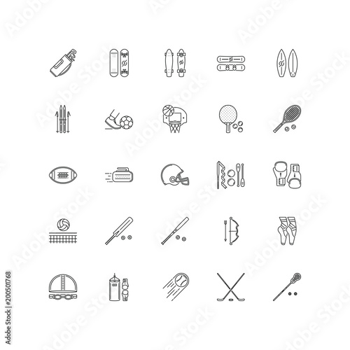 sport equipment outline icons 25