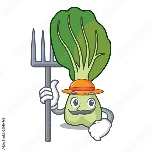 Farmer bok choy character cartoon