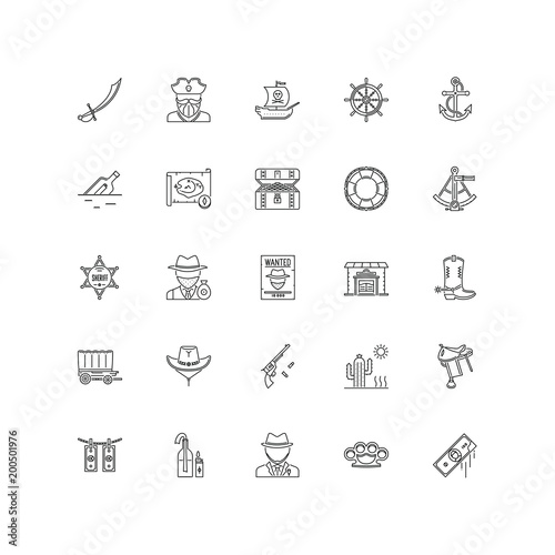 bad boys outline icons 25