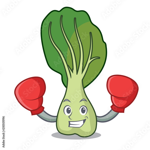 Boxing bok choy character cartoon