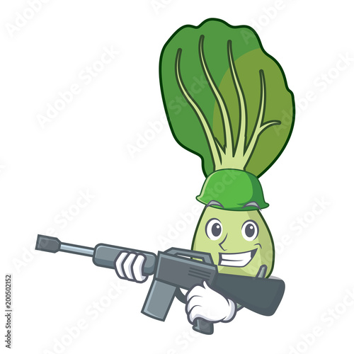 Army bok choy character cartoon
