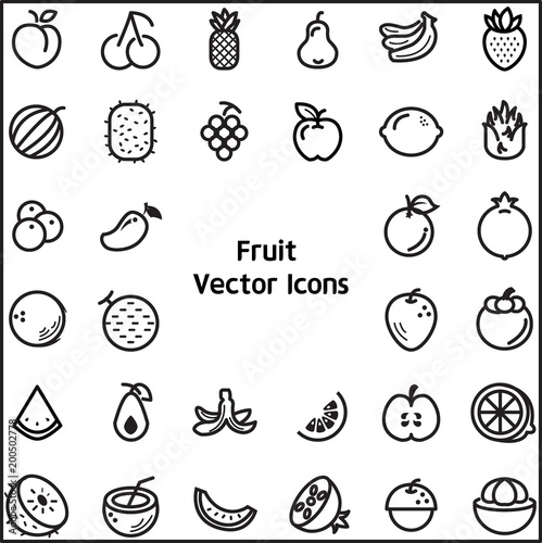   Stock vector illustration - Outline web icon set linear icon fruit and food   juice