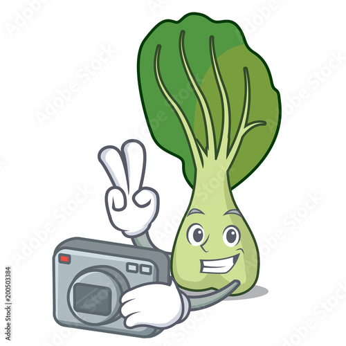 Photographer bok choy mascot cartoon