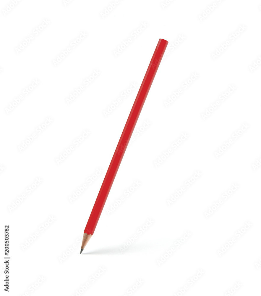 Red pencil with shadow on a white background. Red pencil with shadow on a white background.