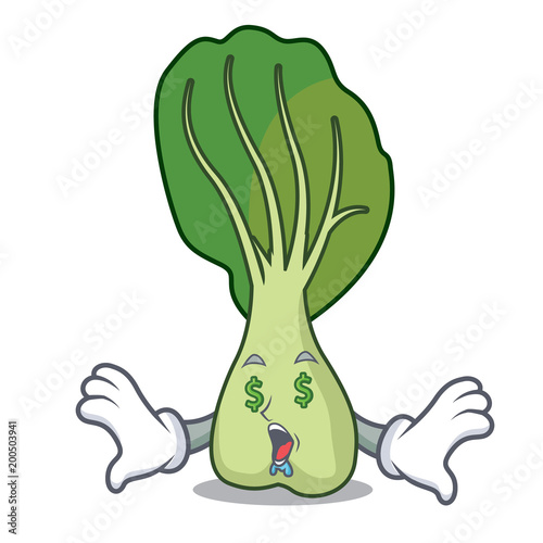 Money eye bok choy mascot cartoon