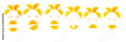 emotional emoticons with pieces of fruit