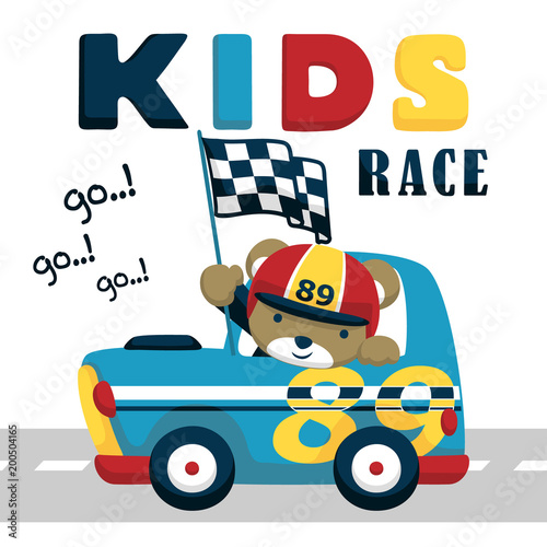 Wallpaper Mural Race car cartoon vector with funny driver  Torontodigital.ca