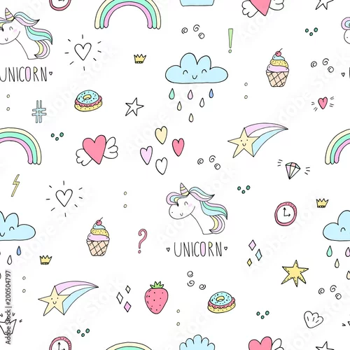 Tapety ładny jednorożec wektor wzór