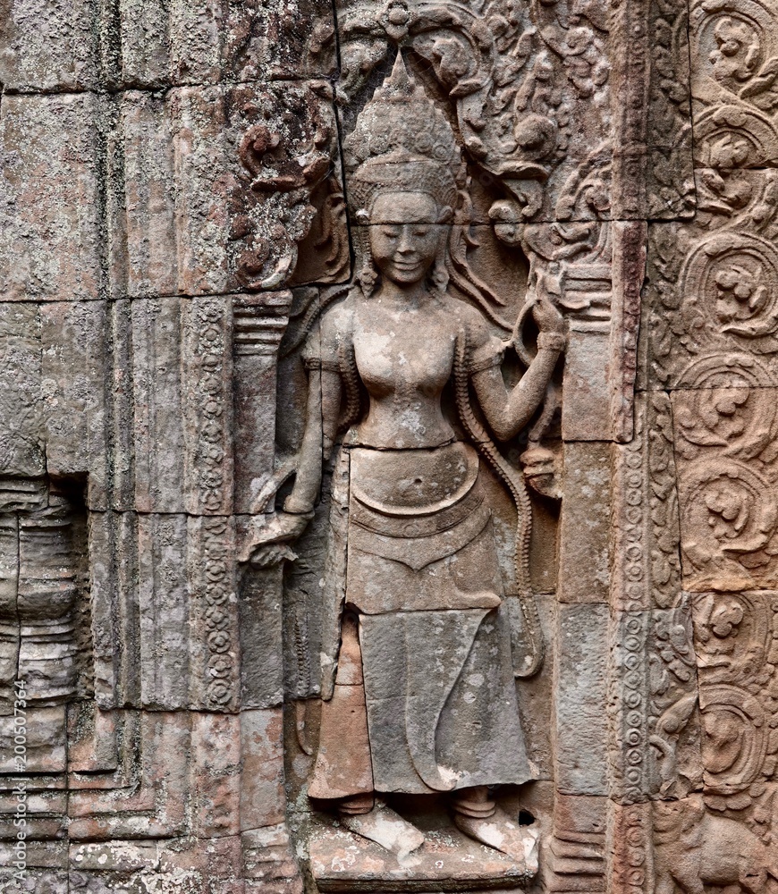 Angkor Steinreliefs, Steinmetzarbeit der Khmer in Kambodscha