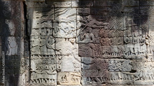 Angkor Steinreliefs, Steinmetzarbeit der Khmer in Kambodscha