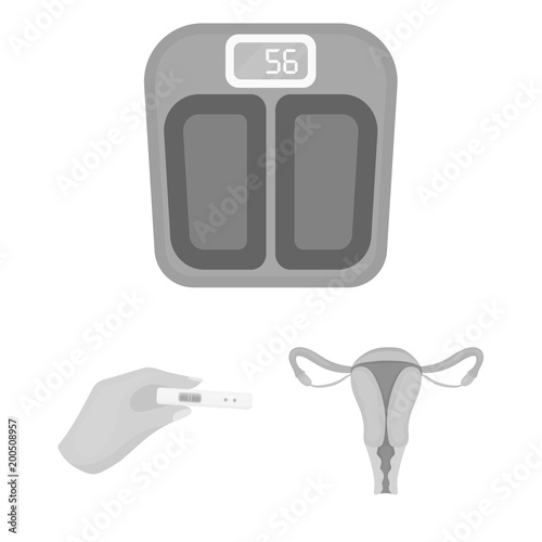 Woman and pregnancy monochrome icons in set collection for design. Gynecology and equipment vector symbol stock web illustration.