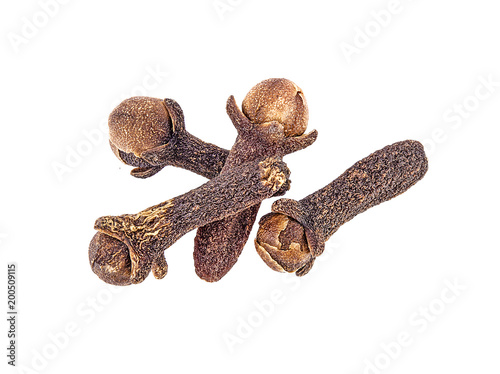 top view dried cloves isolated on white background