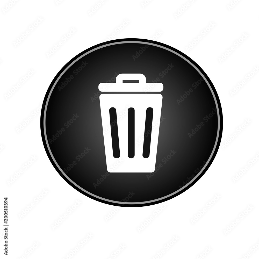 Trash can button icon. Vector illustration.