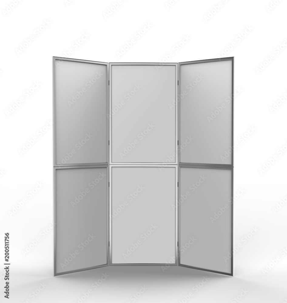 Table top folding display board for trade show. 3d render illustration. Table top folding display board for trade show. 3d render illustration.