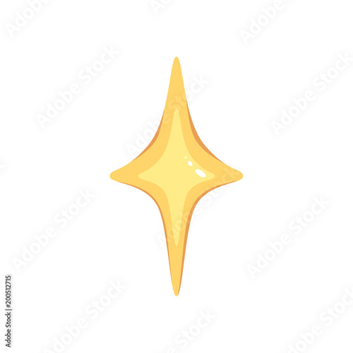 Vector cartoon isolated gold star. Magic element on white background