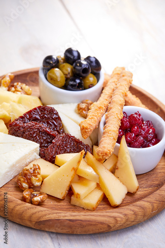 cheese plate with olives
