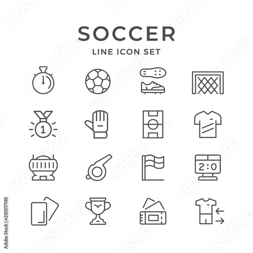 Set line icons of soccer