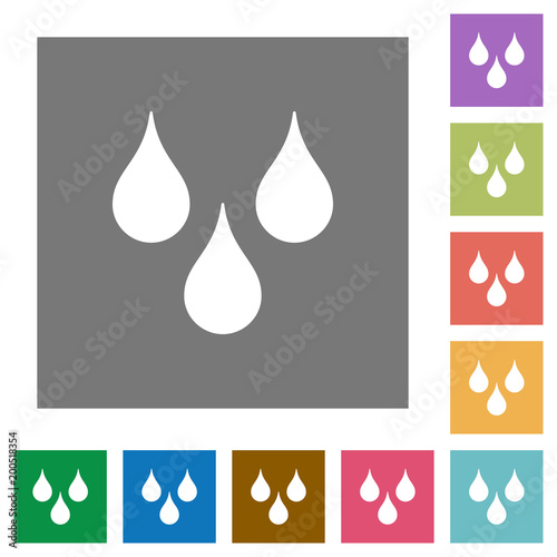 Water drops square flat icons
