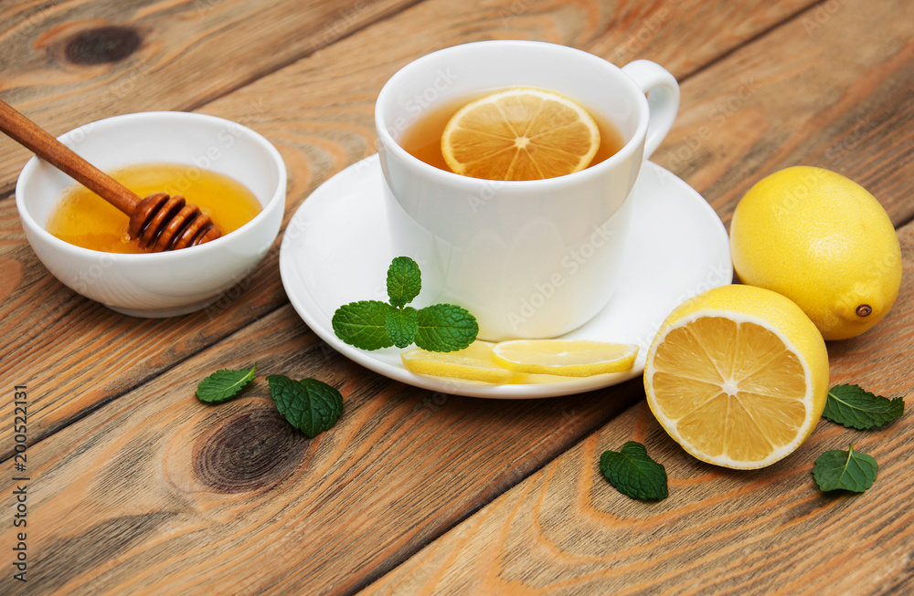 Cup of tea with lemon and ginger Cup of tea with lemon and ginger