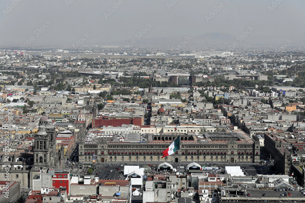 Ausblick vom Torre Latinoamericana, 182m hoch, auf Mexiko Stadt, Mexiko, Mittelamerika