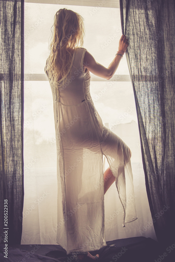 Jolie femme en robe transparente Stock Photo | Adobe Stock