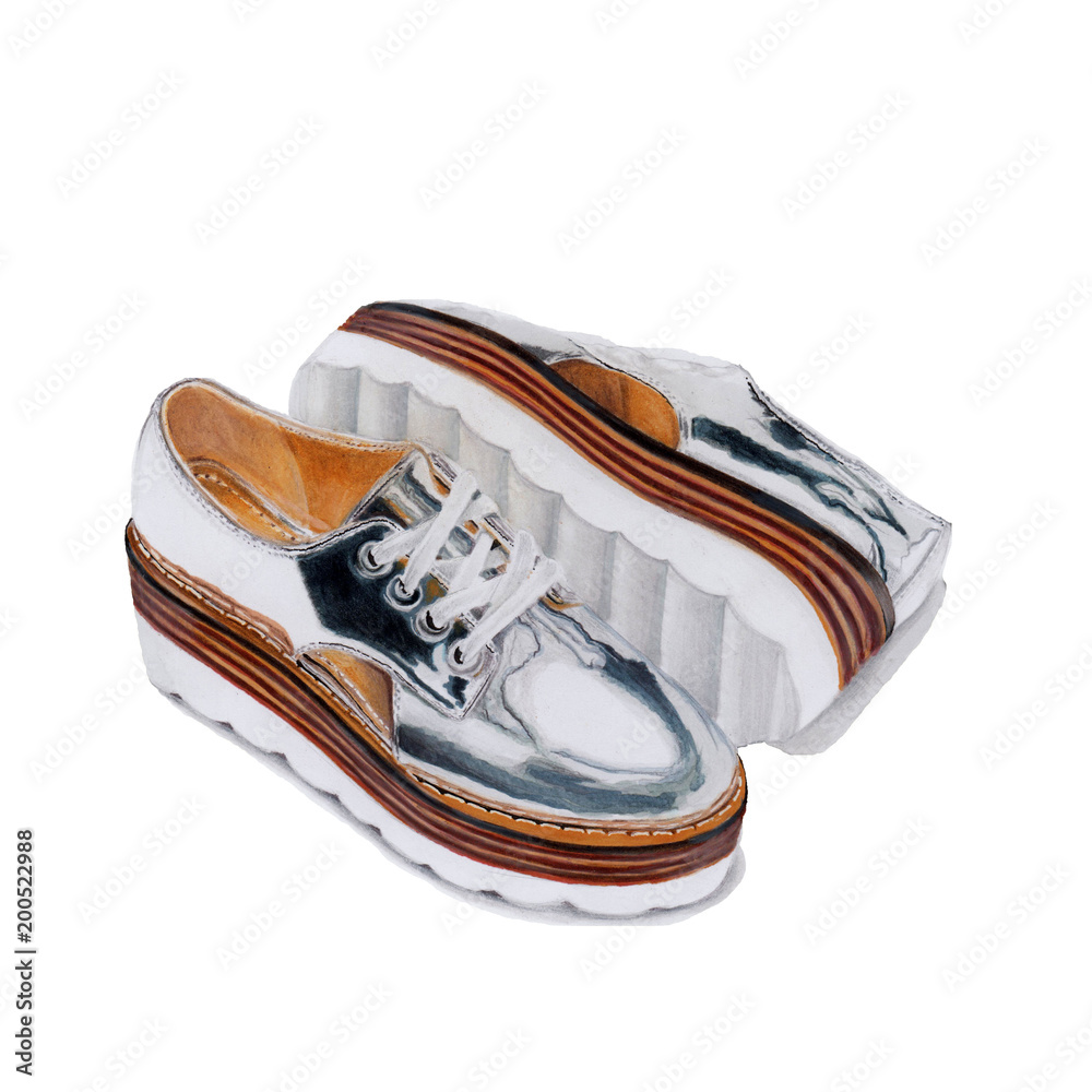 Illustration with silver shoes