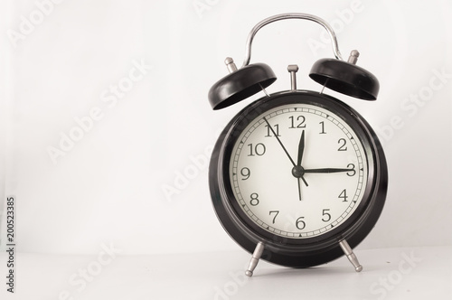 Vintage Alarm Clock Black On a white background