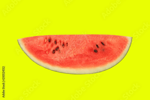 water melon slice isolated on yellow background