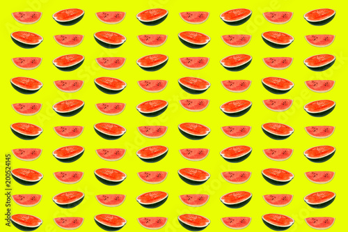 water melons slice  on yellow background