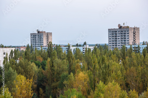 Abandoned buildings of ghost town Pripyat Chornobyl Zone © onphotoua