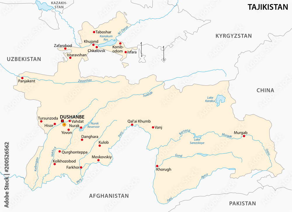 the tajikistan vector map