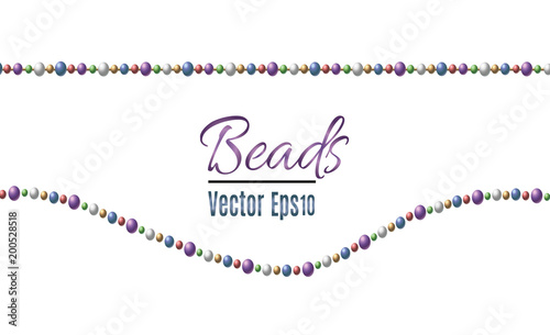 A beautiful chain of Golden color.String beads are realistic insulated. Decorative element of gold bead design.vector illustration.