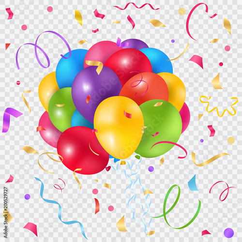 balloons and confetti transparent background