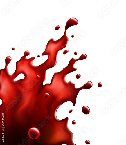 Blood Red Splash Isolated on a White Background