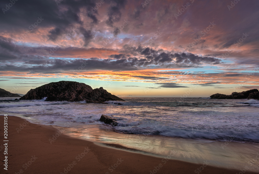 Obraz premium Murder Hole Beach Fantastic sandy beach at sunset Donegal Ireland