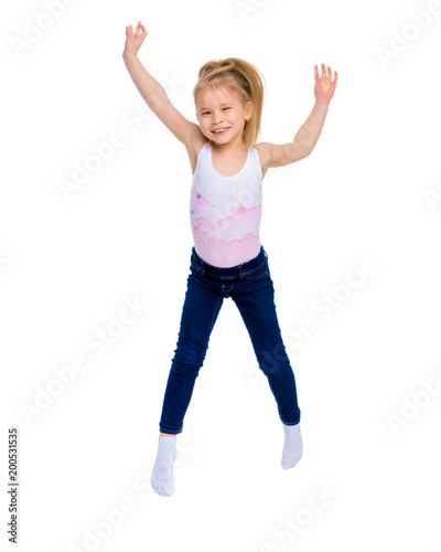 Girl gymnast jumping.