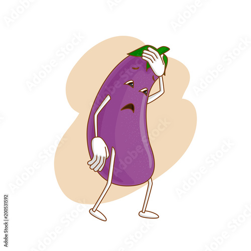 Surprised emotional vegetable in cartoon style with outlines