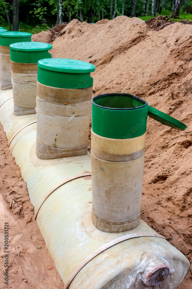 Underground tanks at the construction site of an apartment building
