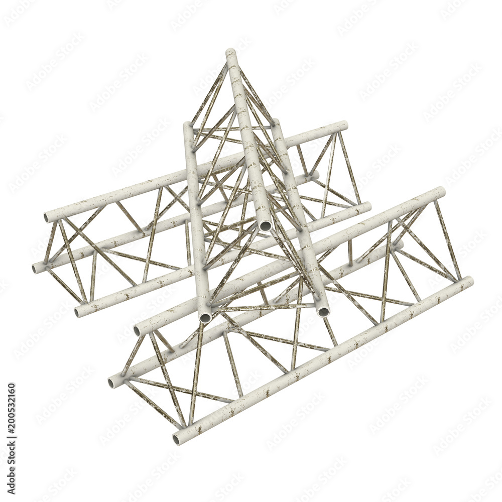 Metal truss girder element. 3d render isolated on white