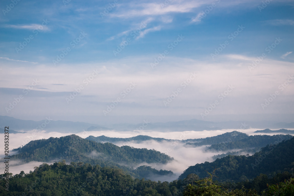 The sea of mist at Pha Noen Thung viewpoint in Kaeng Krachan National Park, Huai Mae Priang, Kaeng Krachan District, Phetchaburi, Thailand