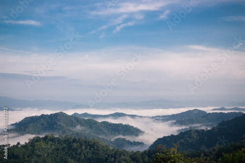 The sea of mist at Pha Noen Thung viewpoint in Kaeng Krachan National Park, Huai Mae Priang, Kaeng Krachan District, Phetchaburi, Thailand