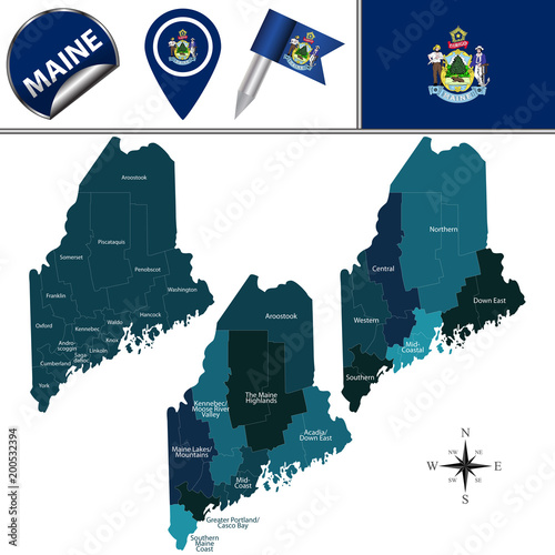 Map of Maine with Regions