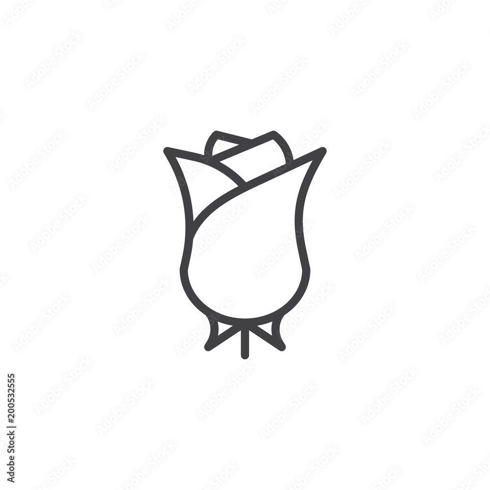 Rose flowers outline icon. linear style sign for mobile concept and web  design. Rosebud simple line vector icon. Symbol, logo illustration. Pixel  perfect vector graphics Stock Vector | Adobe Stock